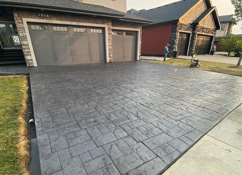 Stamped Concrete driveway with a brick style pattern